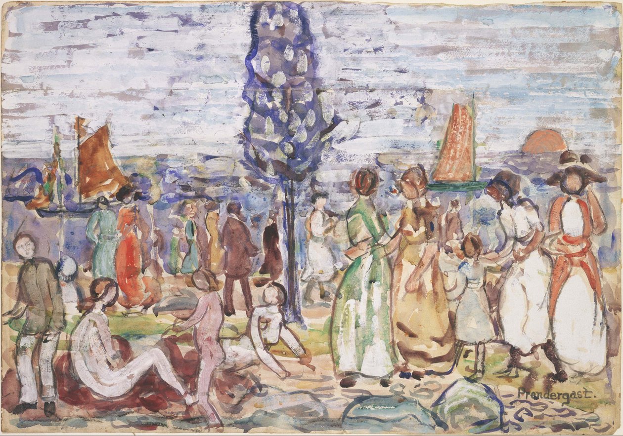 Ranta ja sininen puu tekijältä Maurice Prendergast