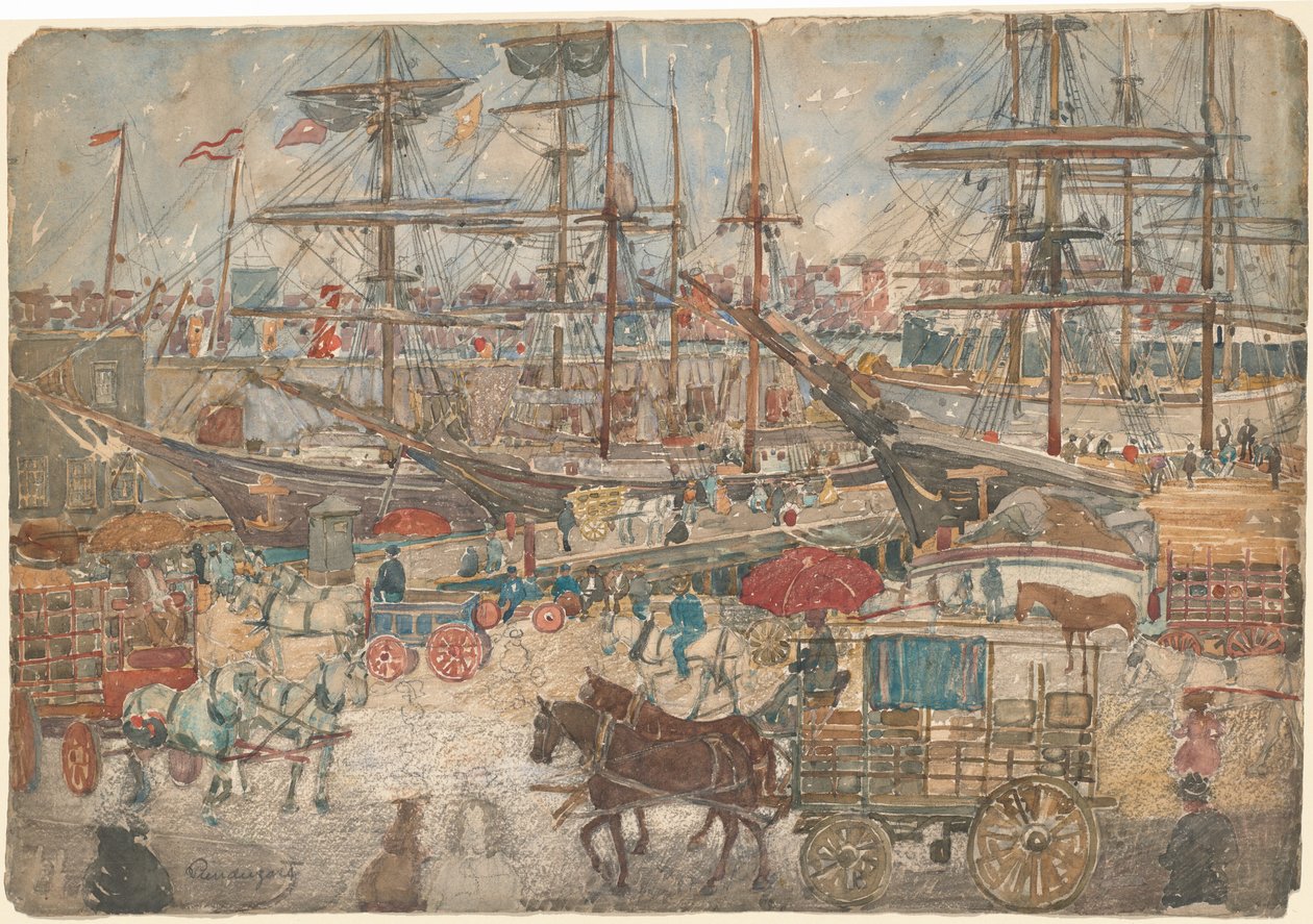 East Bostonin satamalaiturit tekijältä Maurice Prendergast