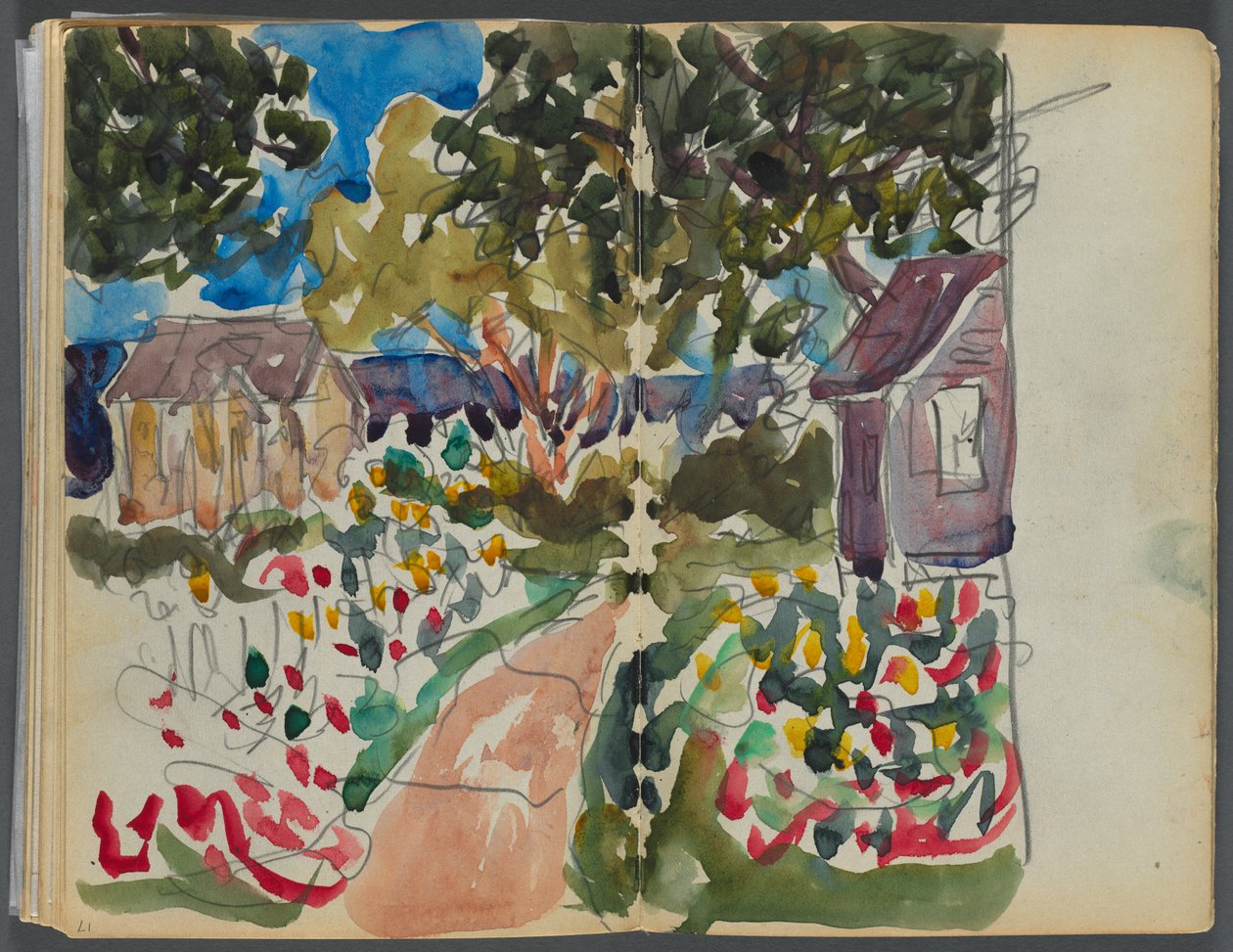 Luonnoslehti- The Granite Shore Hotel, Rockport, sivu 016 17: Talot ja puutarhat. tekijältä Maurice Prendergast