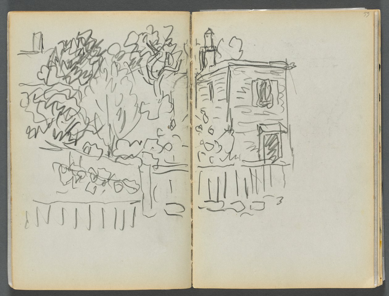Luonnoslehti- The Granite Shore Hotel, Rockport, sivu 054  55: talo ja aidattu puutarha. tekijältä Maurice Prendergast