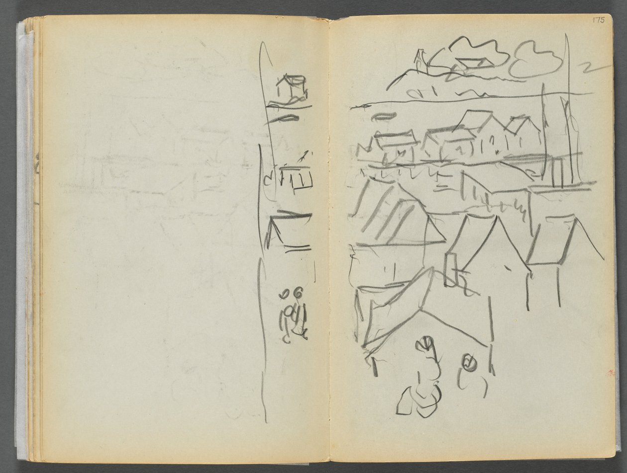 Luonnoskirja - Granite Shore Hotel, Rockport, sivu 174 ja 175: Talot tekijältä Maurice Prendergast
