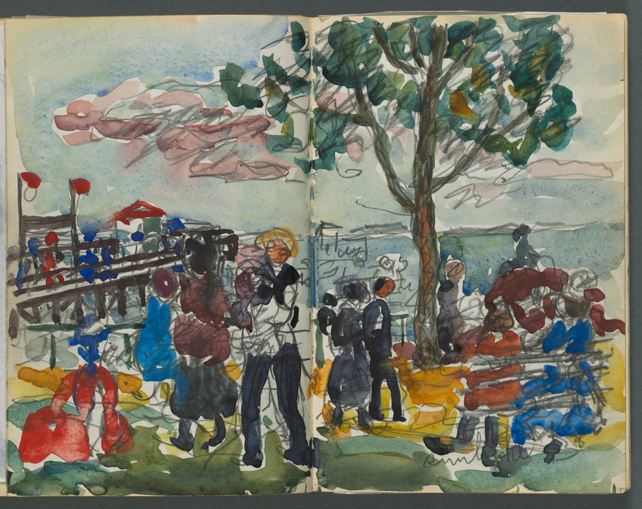 Luonnoslehti, The Dells, nro 127, sivu 122 ja 123: Figures on a Coast tekijältä Maurice Prendergast