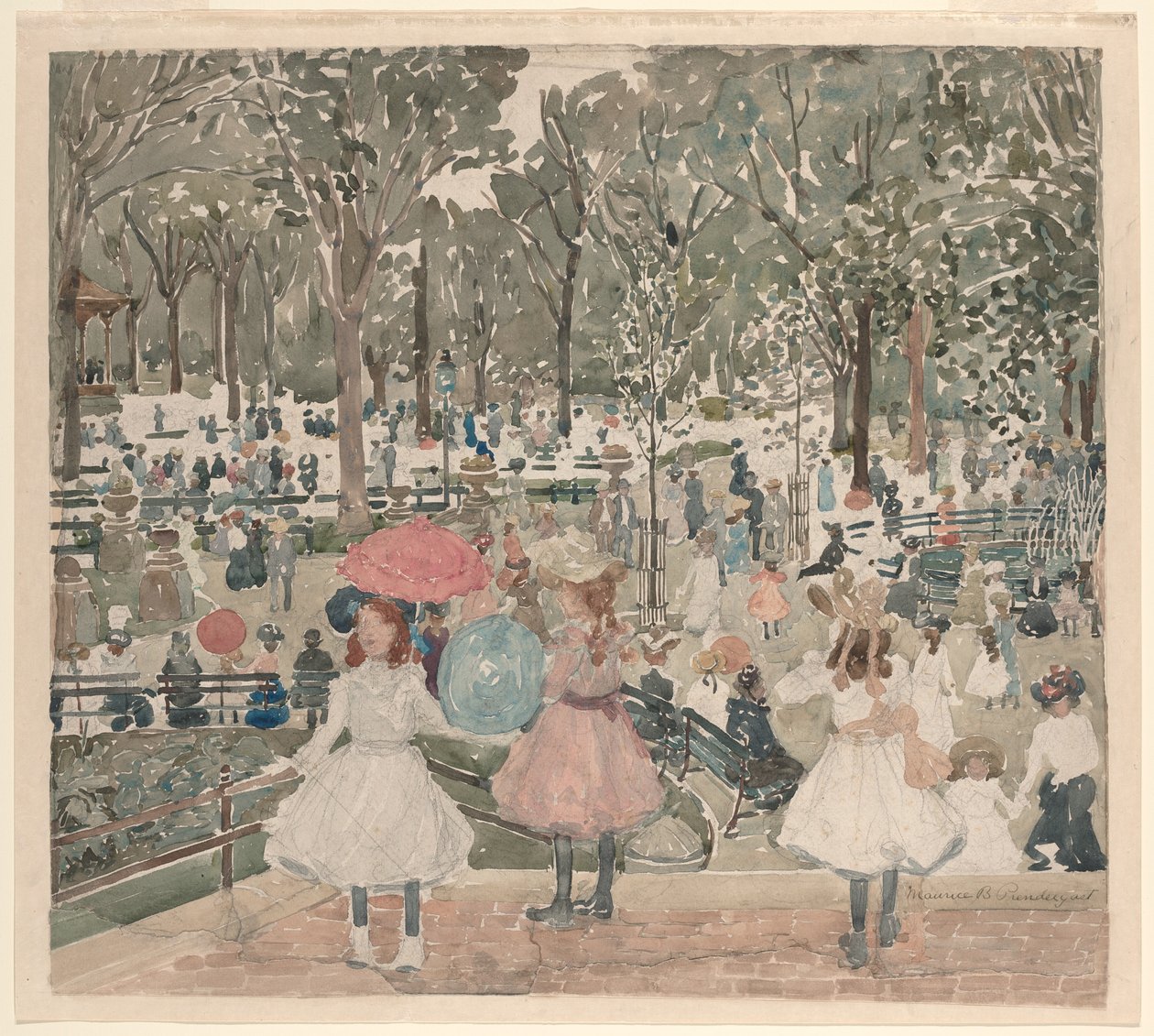 Mall, Central Park tekijältä Maurice Brazil Prendergast
