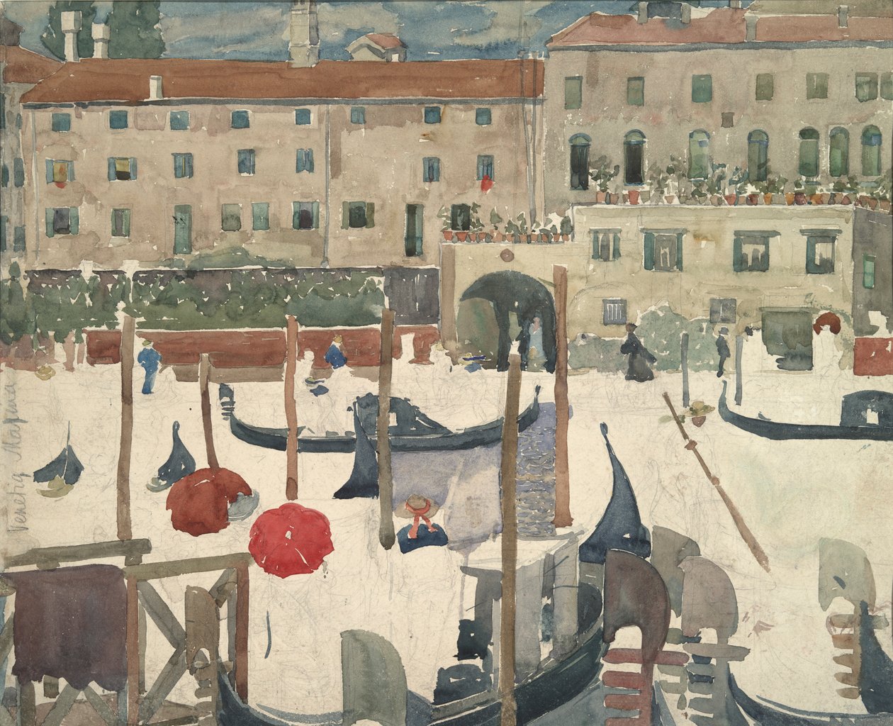 The Quai, Venetsia (recto); Venetia Marina (käänteinen) tekijältä Maurice Brazil Prendergast