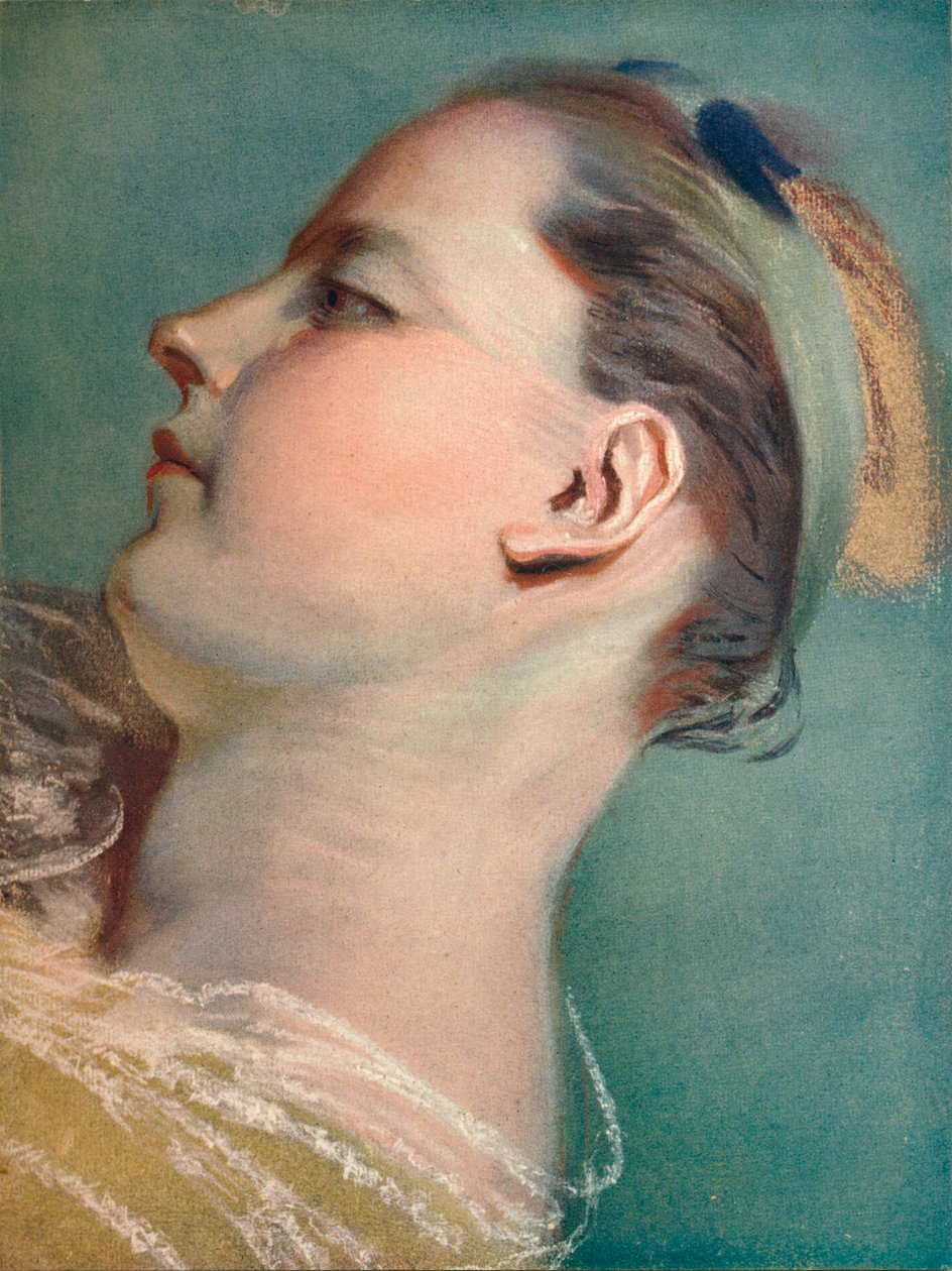 Kalteva pää, c1752 tekijältä Maurice Quentin de La Tour