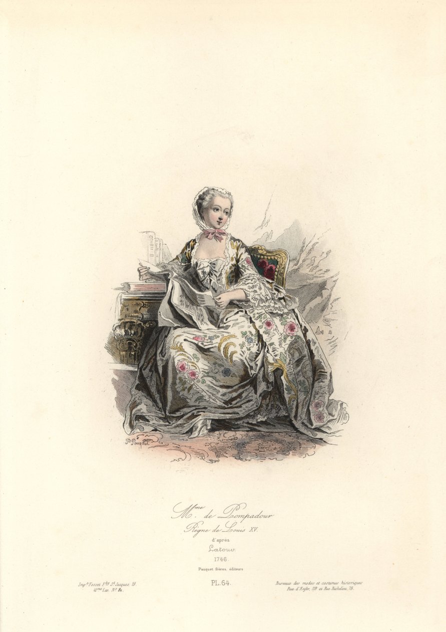 Jeanne-Antoinette Poisson, Madame de Pompadour (1721-1764) oli kuningas Ludvig XV:n tärkein rakastajatar. Polidor Pauquet