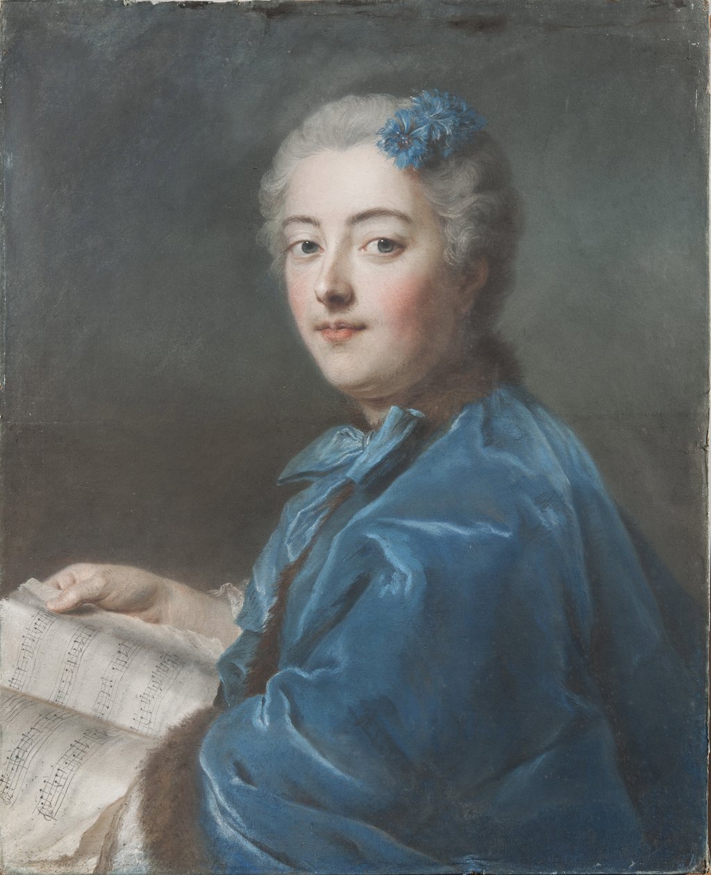 Marie Sophie de Courcillon, Picquignyn herttuatar, Rohanin prinsessa (1713-1756), kirjoittanut La Tour, Maurice Quentin de (1704-1788). Pastelli paperille, c. 1740. Mitat: 61 x 49,7 cm. Tukholman kansallismuseo tekijältä Maurice Quentin de La Tour