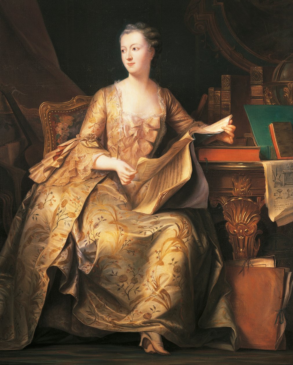 Marquise de Pompadourin muotokuva, n. 1755 (maalaus) tekijältä Maurice Quentin de La Tour