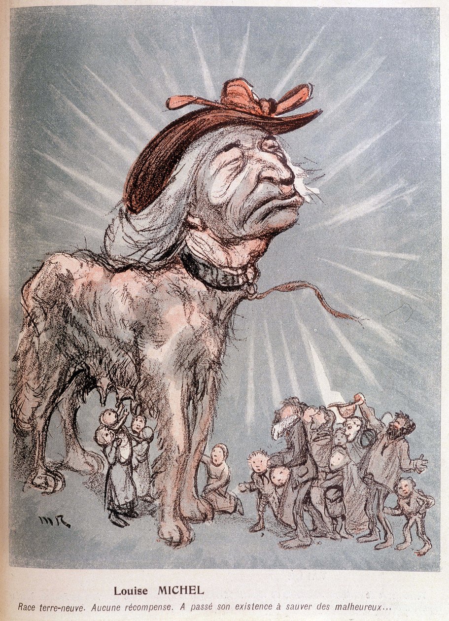 Sarjakuva Louise Michelistä ""-rotuisena newfoundlandin (Newfoundlandin) koirana, ilman palkkiota, käytti olemassaolonsa pelastaen onnettomia. tekijältä Maurice Radiguet