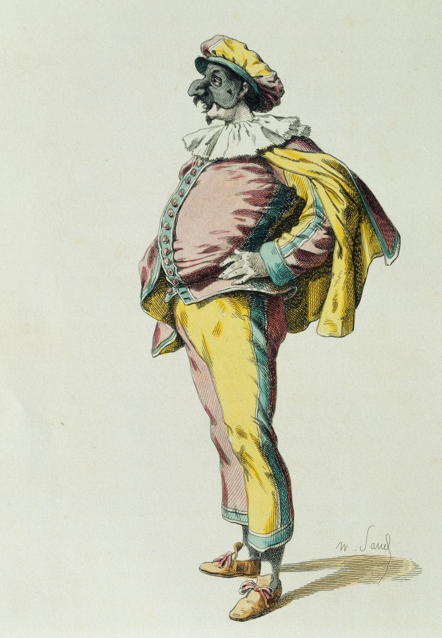 Pulcinella vuonna 1685, kirjoittanut Maurice Sand (1823-1889) tekijältä Maurice Sand