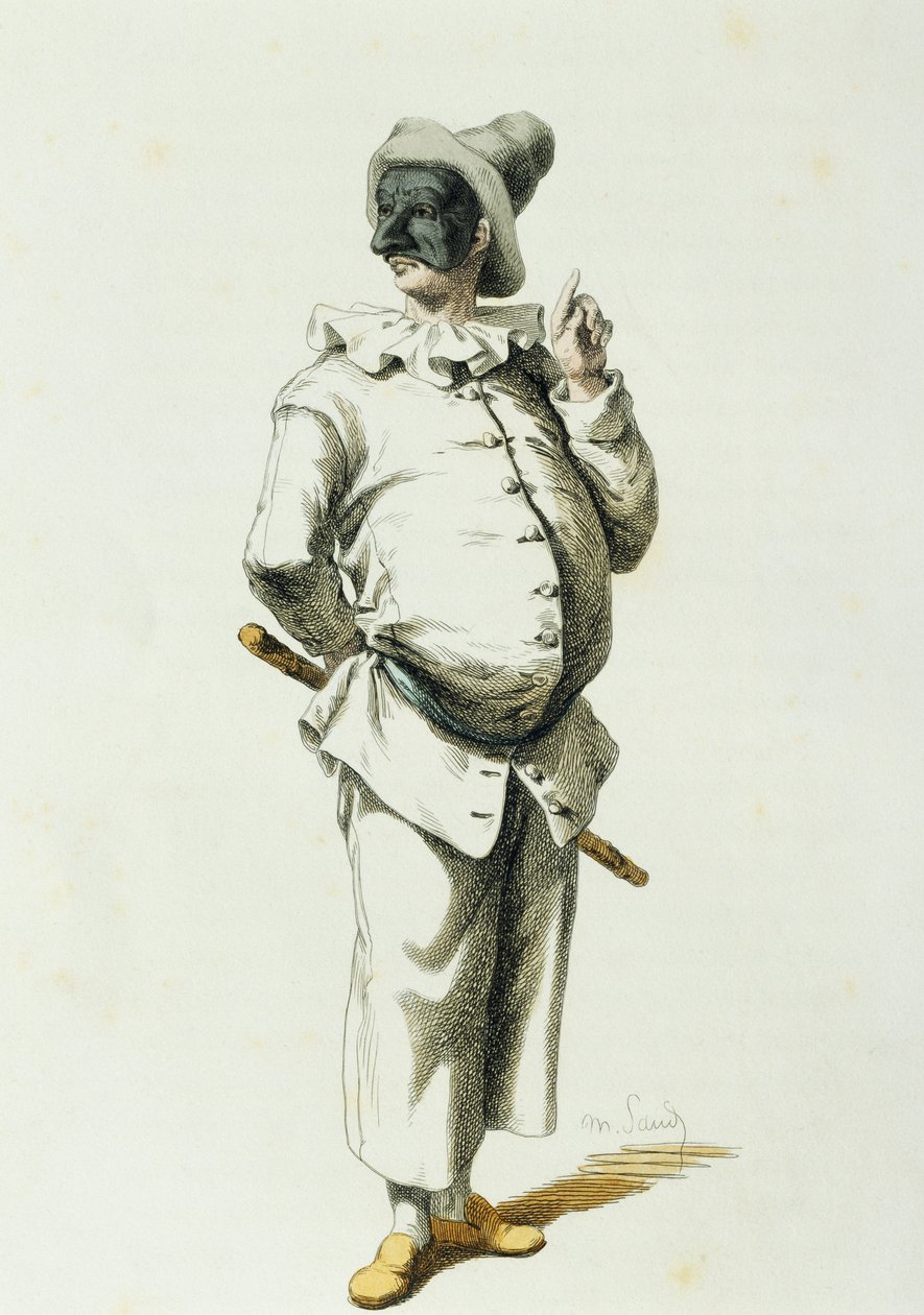 Pulcinella vuonna 1700, kirjoittanut Maurice Sand (1823-1889) tekijältä Maurice Sand
