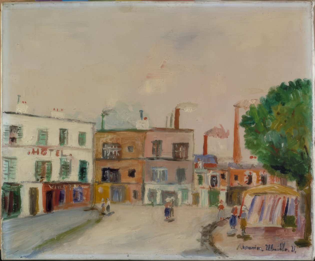 "Les usines de banlieu" (Esikaupunkien tehtaat) tekijältä Maurice Utrillo