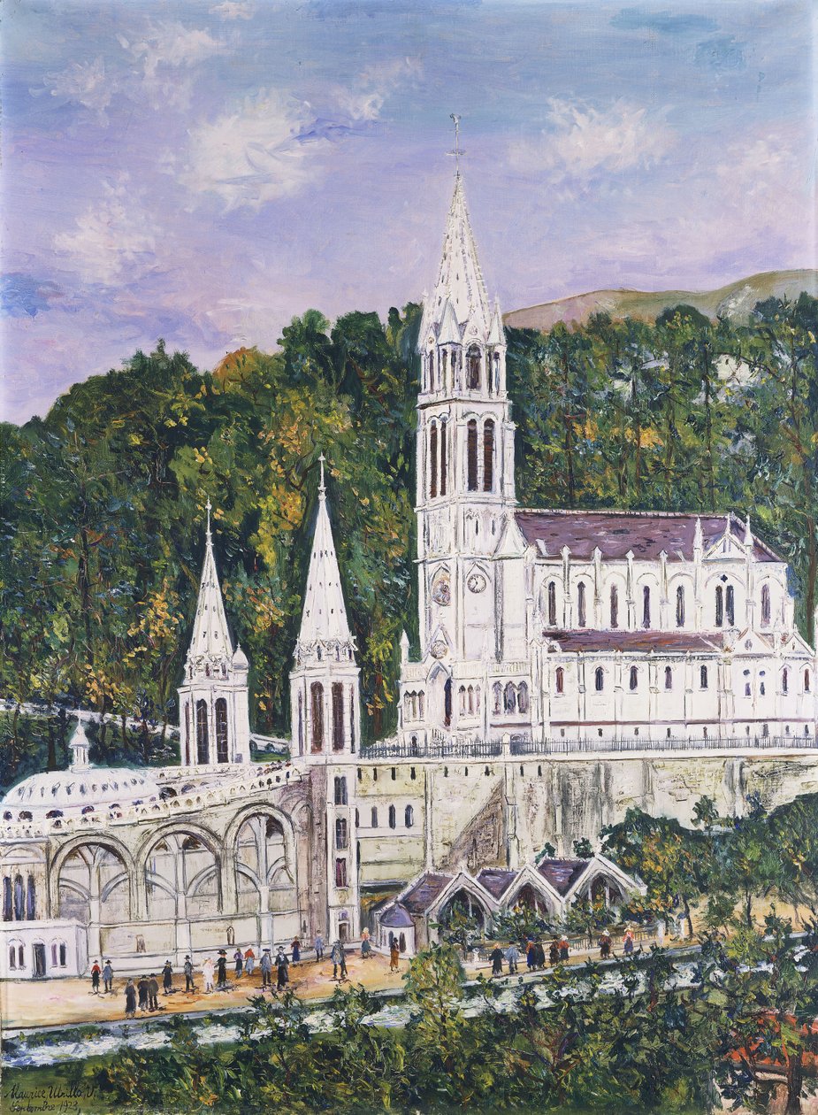 Notre Dame -katedraali Lourdesissa; Notre-Dame-De-Lourdes -basilika tekijältä Maurice Utrillo