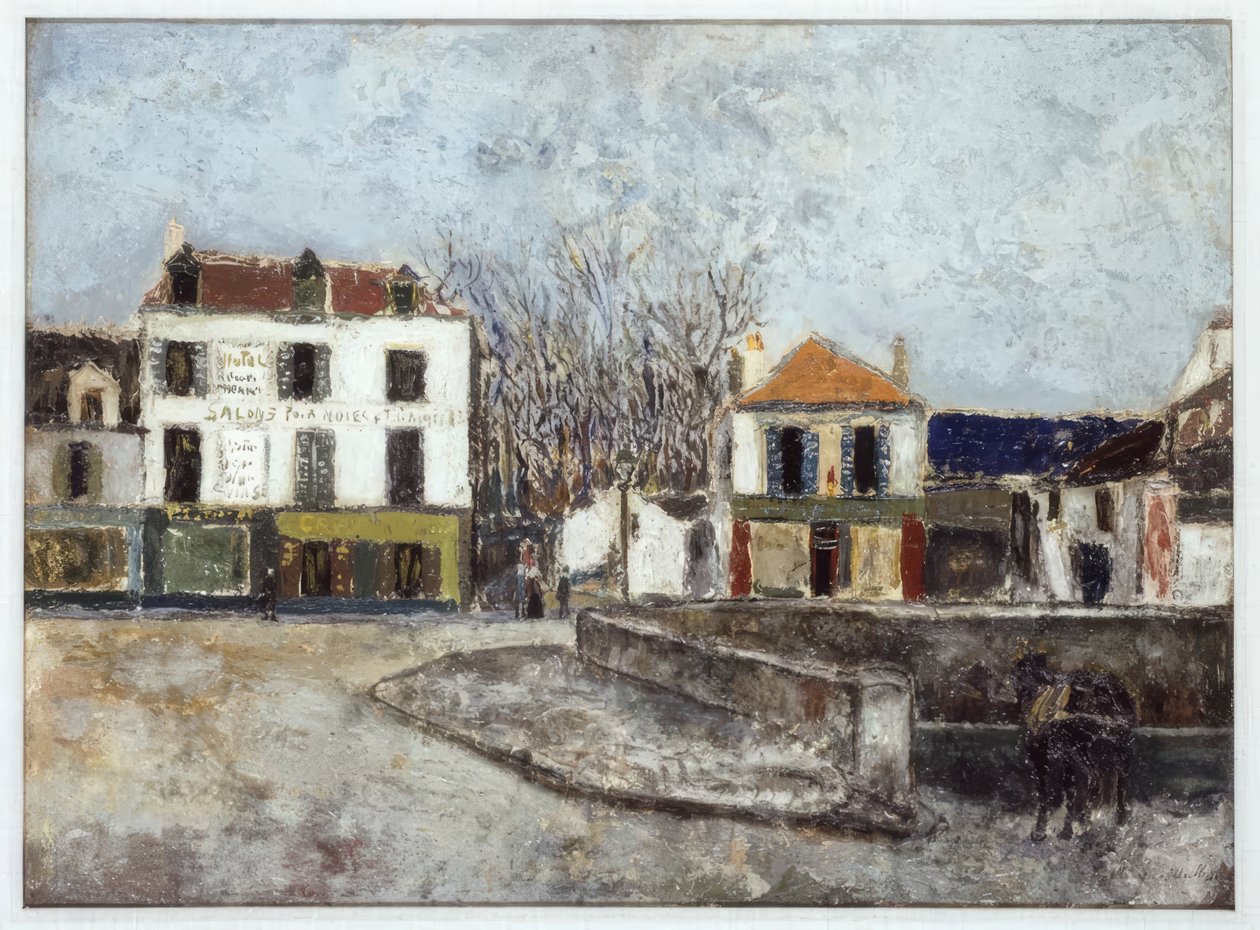 Place du Pont -aukio Sarcellesissa tekijältä Maurice Utrillo