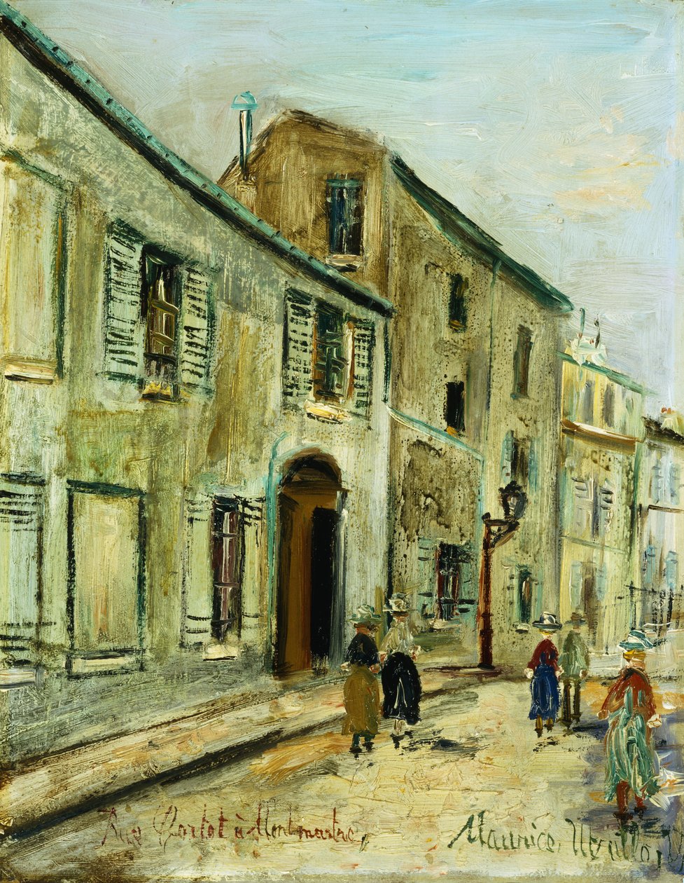 Rue Corot a Montmartre, n. 1930 (öljylevy) tekijältä Maurice Utrillo