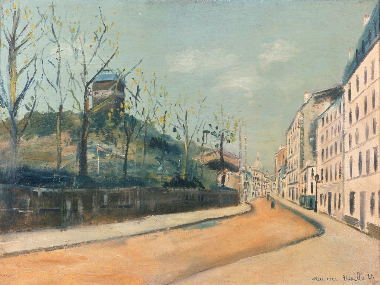 Rue Lepic, Montmartre, Moulin de la Galette ja Sacre Coeur tekijältä Maurice Utrillo