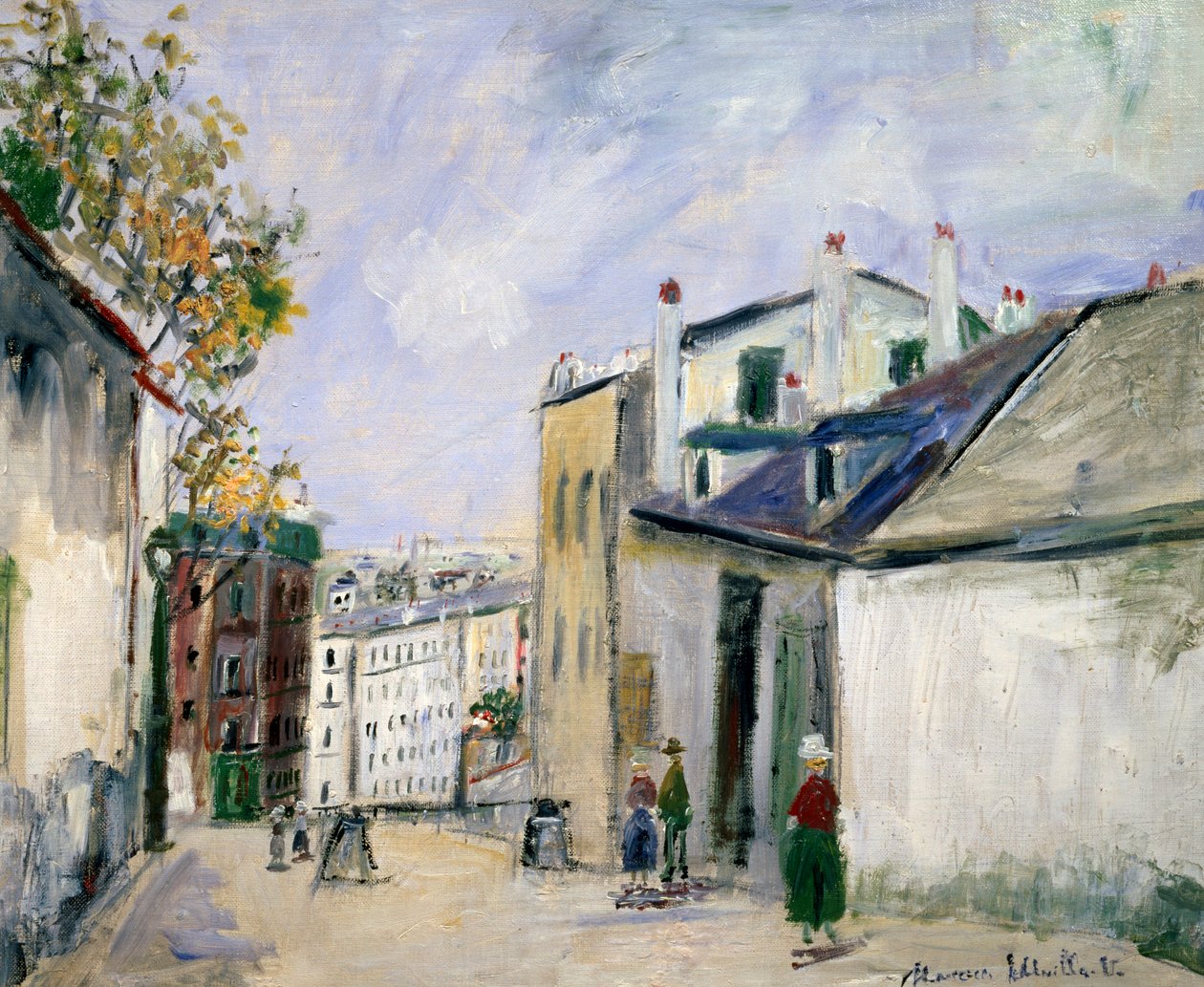 Katunäkymä Montmartressa, Pariisi (öljy kankaalle) tekijältä Maurice Utrillo