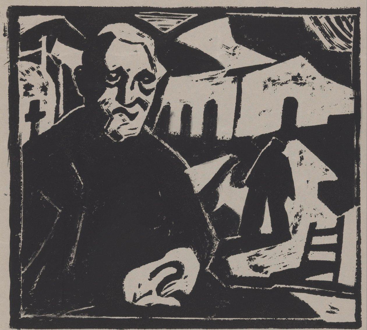 istuva mies tekijältä Maurits de Groot (signed by artist)