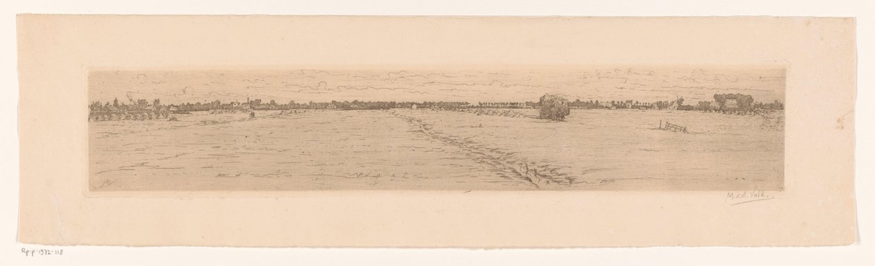 Niittymaisema harvestman kanssa tekijältä Maurits van der Valk (signed by artist)