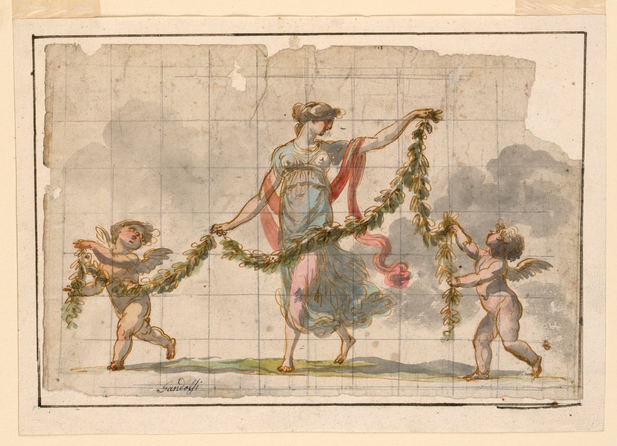 Piirustus, seinämaalaus, n. 1820 tekijältä Mauro Gandolfi