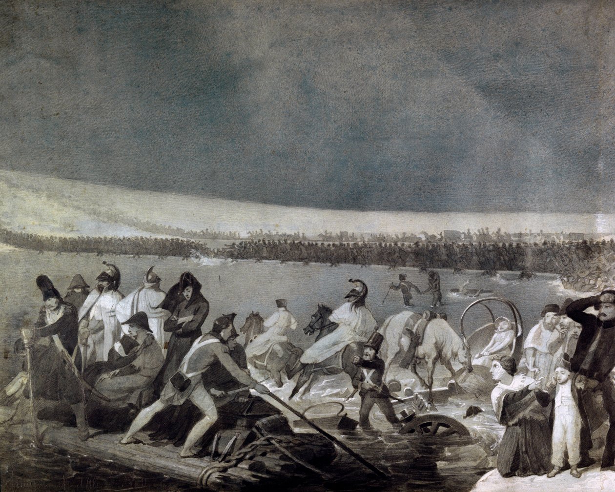 Vetäytyminen Venäjältä (1812): Ranskan armeijan läpikulku Beresinasta (Berezina) 28. marraskuuta tekijältä Mauro Conconi
