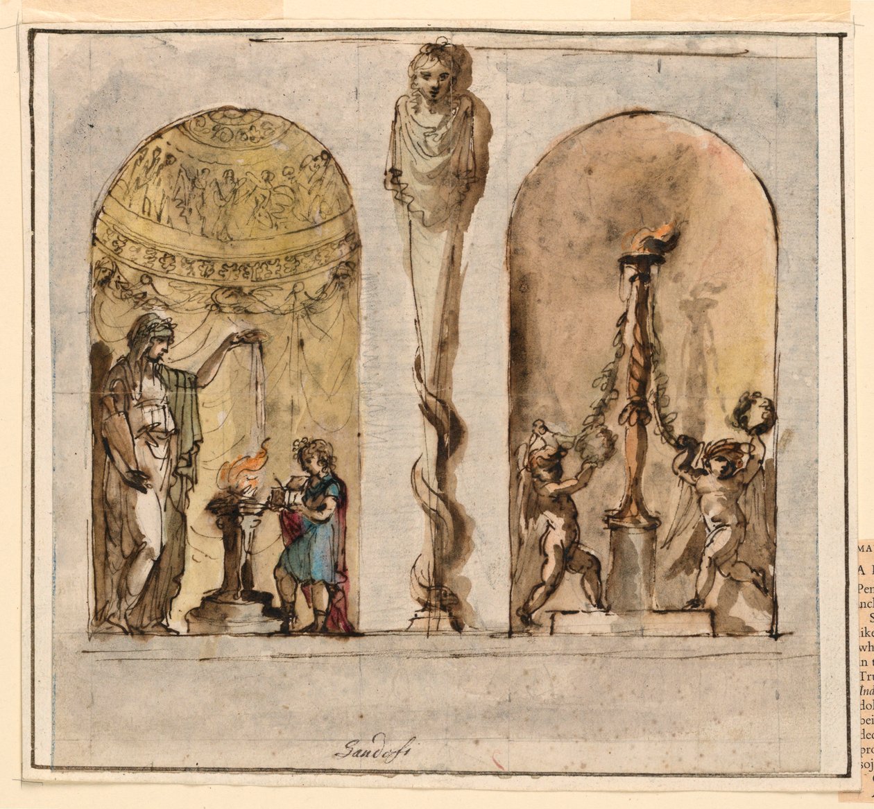 Piirustus, maalatut seinäkoristeet, 1800-1830 tekijältä Mauro Gandolfi
