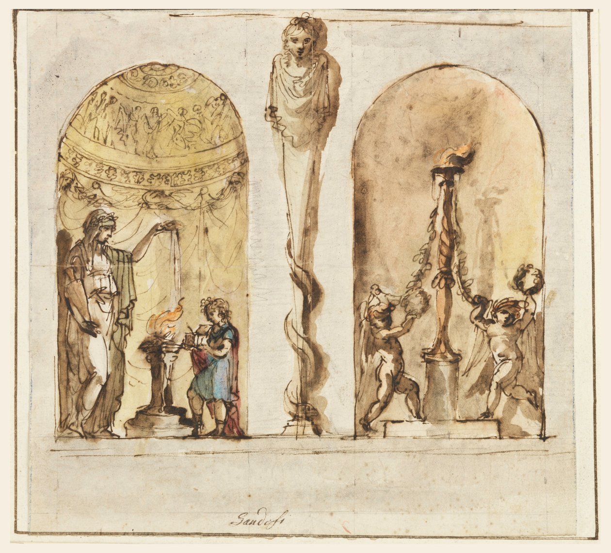 Piirustus, maalatut seinäkoristeet, 1800-1830 tekijältä Mauro Gandolfi