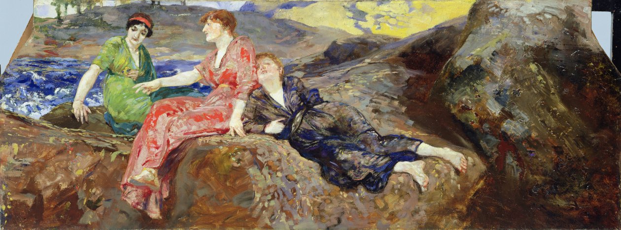Girls on the Shore, n. 1884-85 tekijältä Max Klinger