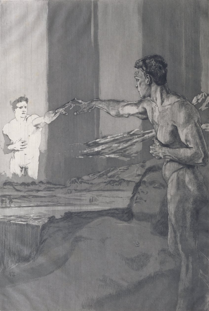 Filosofi, "Kuolema, osa kaksi" -sarjasta, 1898 tekijältä Max Klinger