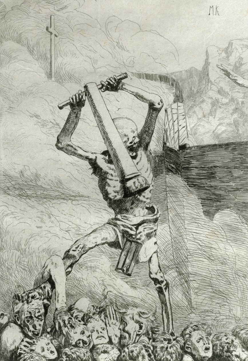 Kolmas tulevaisuus, levy 6 kappaleesta "Eve and the Future", Opus III, julkaistu 1880 tekijältä Max Klinger