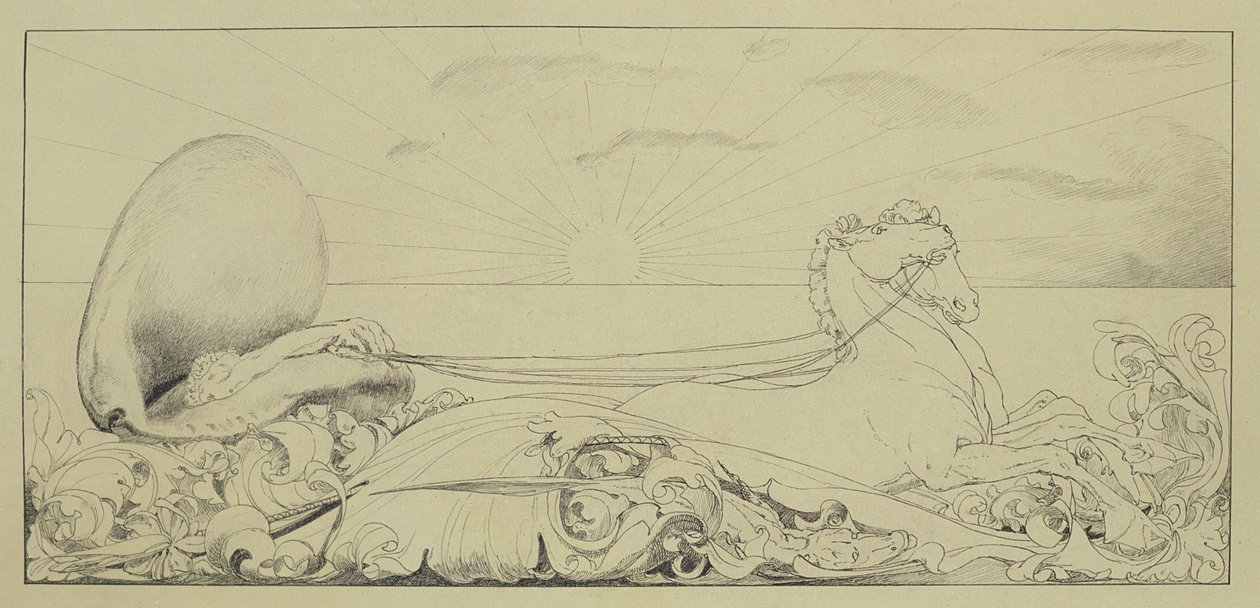 Triumph, kymmenen levyn sarjasta Paraphrase on the Discovery of a Glove, 1878, julkaistu 1881 (intialainen muste paperilla) tekijältä Max Klinger