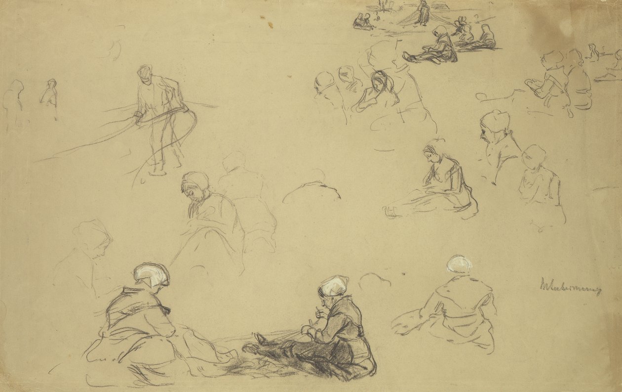 Tutkimus verkkokorjaajista (liitu ja puuhiili paperilla) tekijältä Max Liebermann