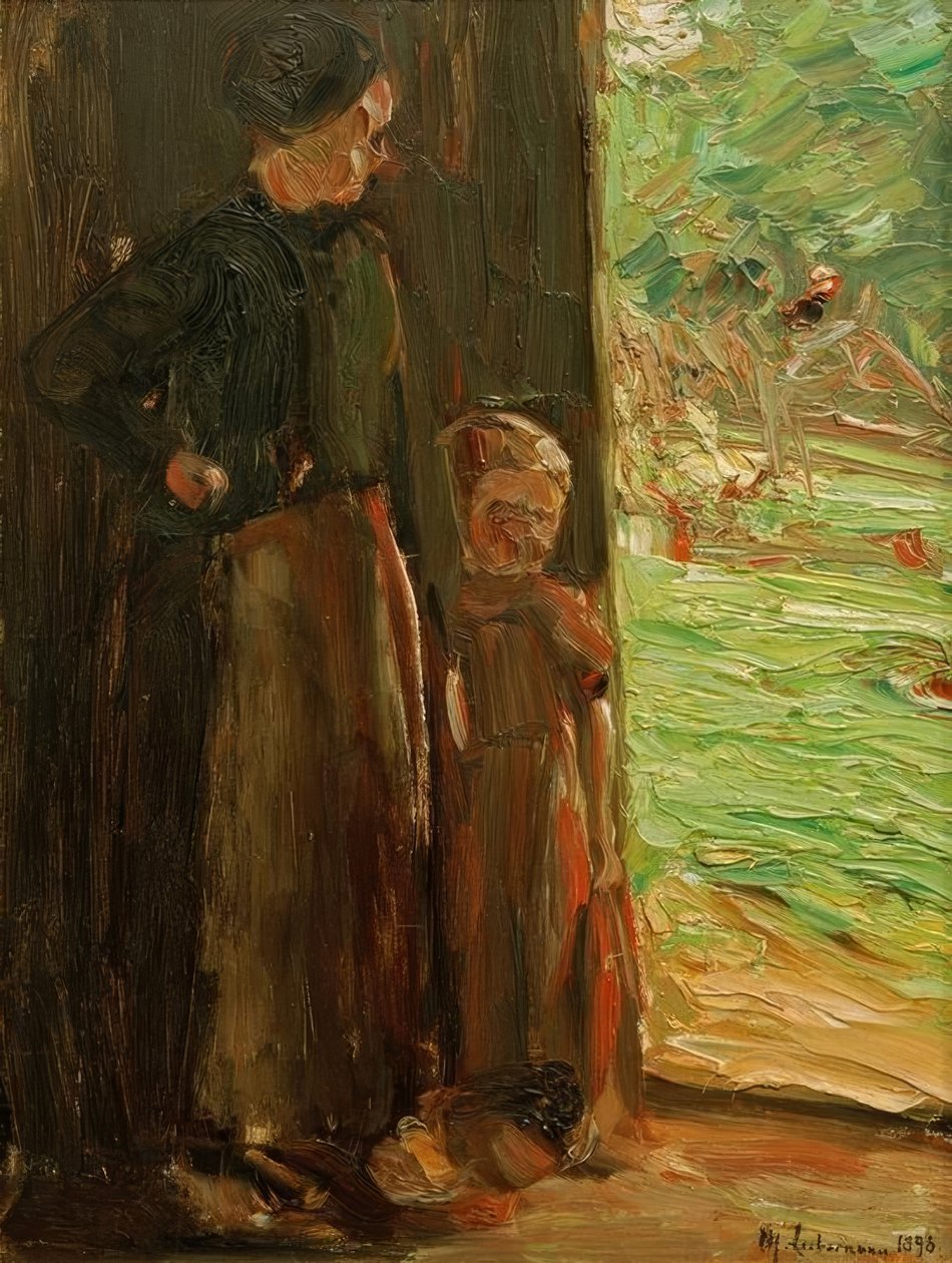 Bäuerin mit Kind unter der Tür tekijältä Max Liebermann