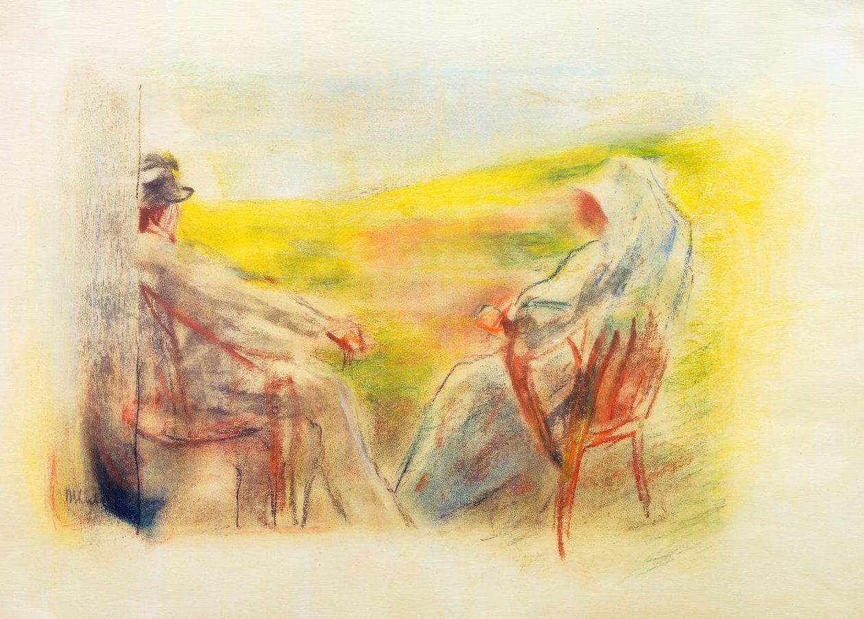 Dame und Herr vor einer Dünenlandschaft tekijältä Max Liebermann