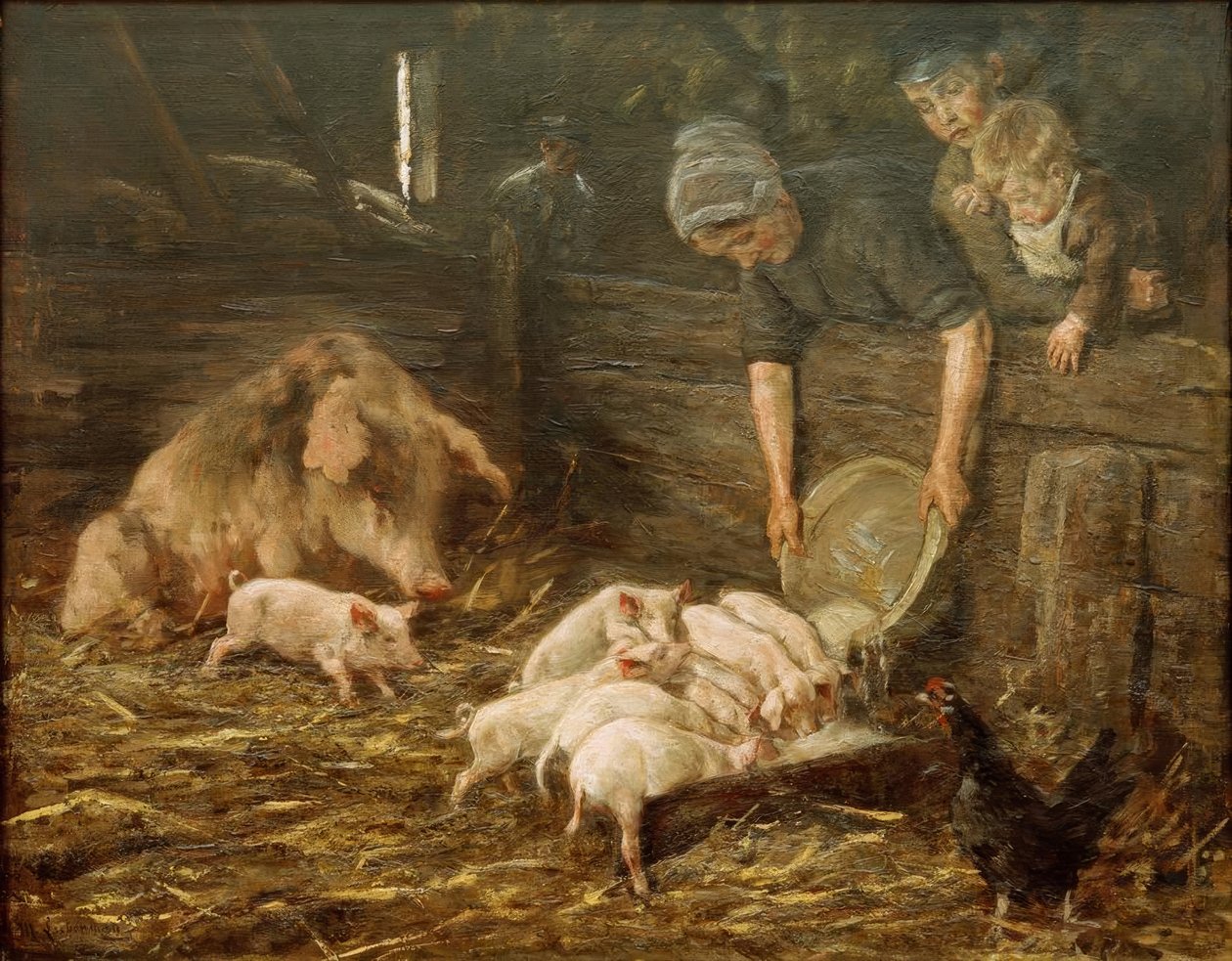 Die Wochenstube (Schweinekoben) tekijältä Max Liebermann