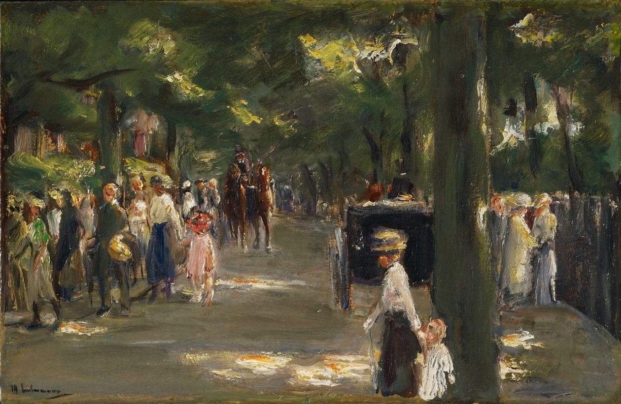Die Große Seestraße paikassa Wannsee mit Spaziergängern tekijältä Max Liebermann