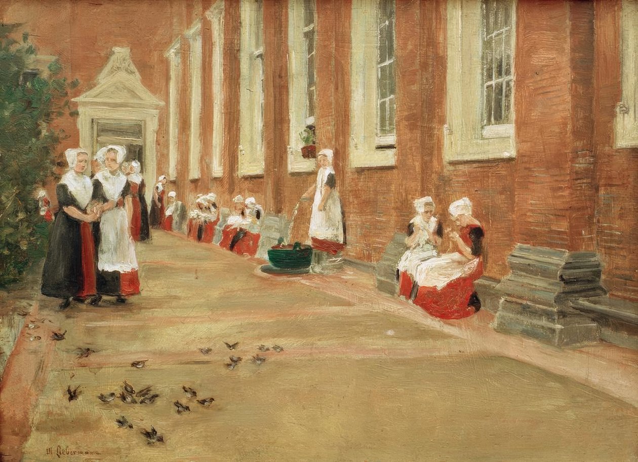 Freistunde Amsterdamin Waisenhausissa tekijältä Max Liebermann