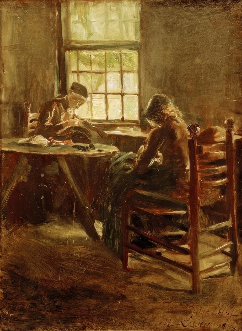 Holländisches Interieur – Nähstube tekijältä Max Liebermann
