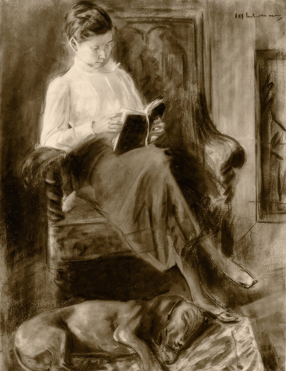 Lesendes Mädchen / Aquarell Max Liebermann tekijältä Max Liebermann