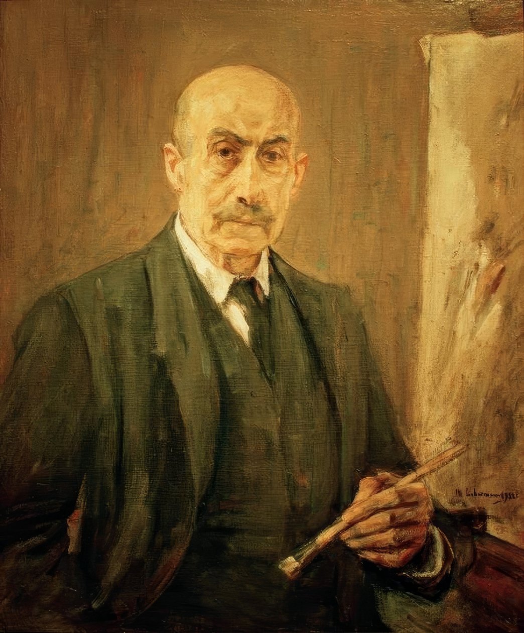 Selbstbildnis im Anzug neben der Staffelei tekijältä Max Liebermann