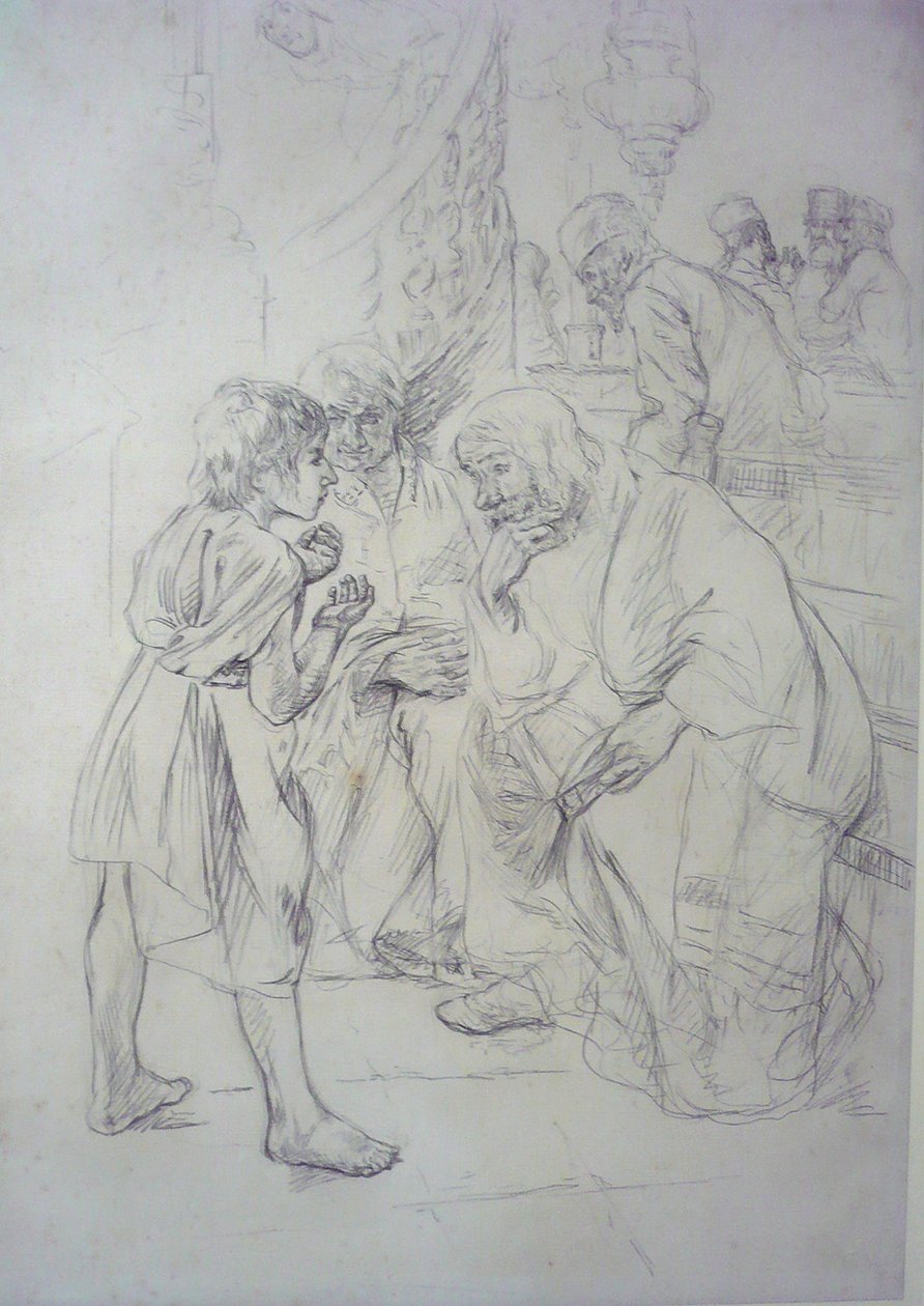 Skizze zu Der zwölfjährige Jesus im Tempel tekijältä Max Liebermann