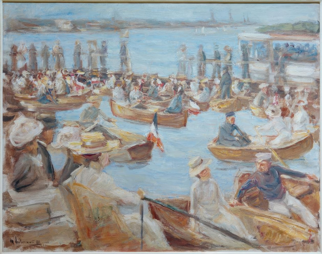 Sommerabend an der Alster mit Bootfahrenden tekijältä Max Liebermann