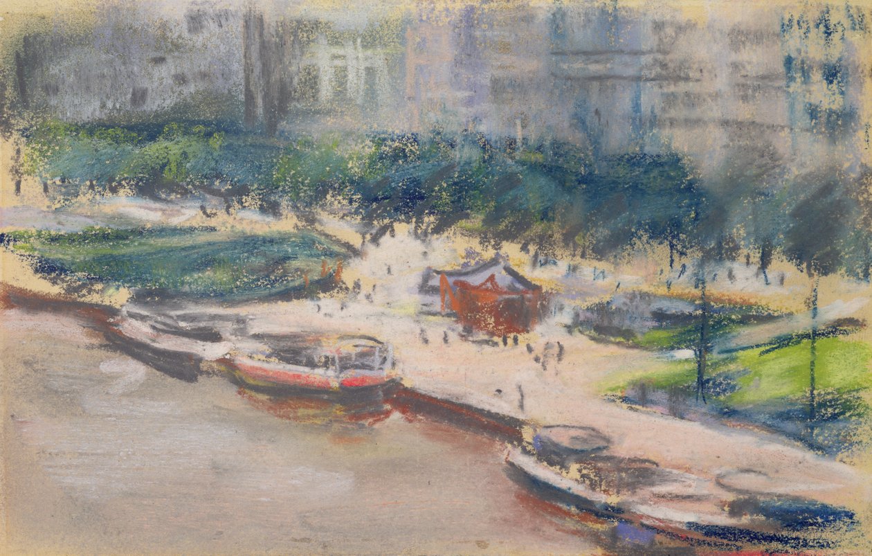 Laskeutumispaikka Jungfernstiegissä, Hampurissa, 1910 tekijältä Max Liebermann