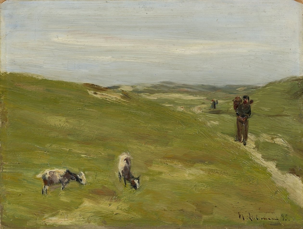 Wiese mit Bauer und grasenden Ziegen tekijältä Max Liebermann