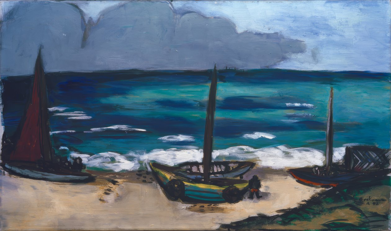 Ukkosmyrsky lähestyy meren rannalla tekijältä Max Beckmann