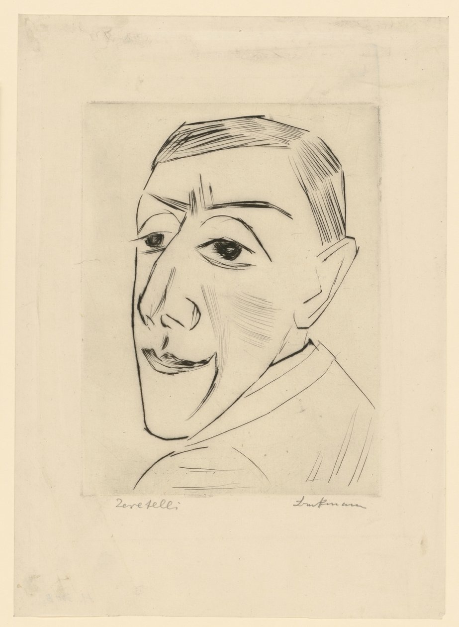 Näyttelijä N. M. Zeretellin muotokuva (lehti 4 teoksesta: Kolmas Ganymedes-kansio) tekijältä Max Beckmann