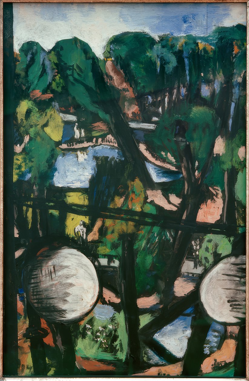 Näkymä eläintarhaan valkoisilla palloilla (puistokuva) tekijältä Max Beckmann