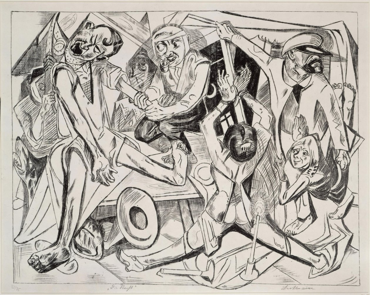 Yö (lehti 7 sarjasta "Helvetti") tekijältä Max Beckmann