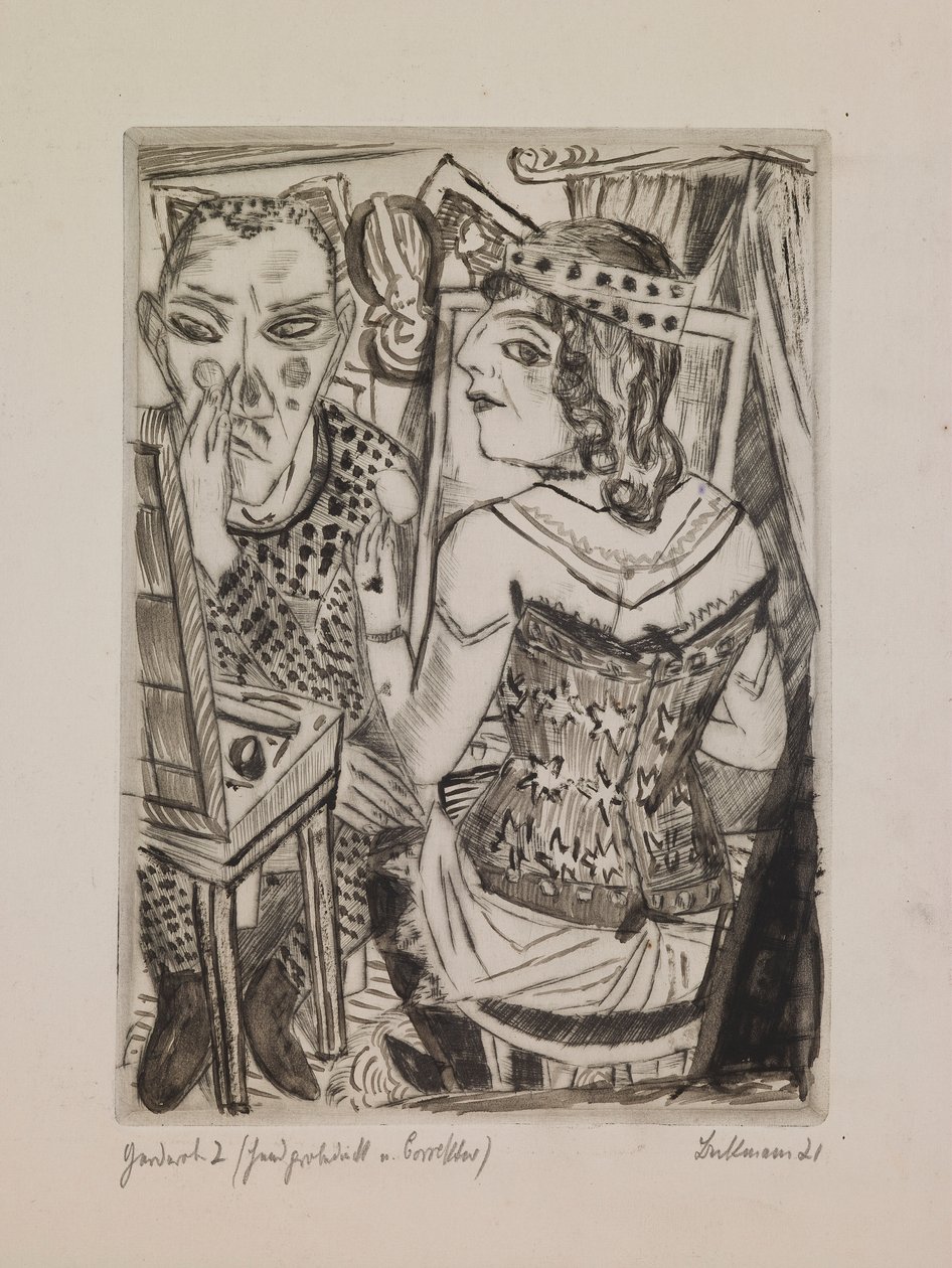 Pukuhuone, levy 2 portfoliosta "Vuosimessut" tekijältä Max Beckmann