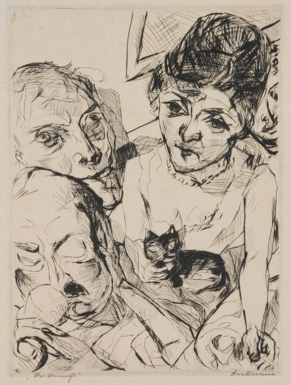 Ilta (Omakuva Battenbergien kanssa), levy 10 portfoliosta "Kasvot" tekijältä Max Beckmann